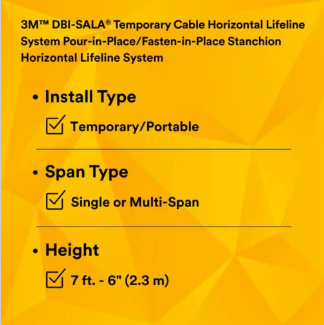 3M DBI-SALA 7400203 SecuraSpan Pour-in-Place/Fasten-in-Place HLL Stanchion | Free Shipping and No Sales Tax