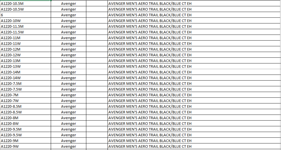 Avenger A1220 AERO TRAIL - Men's Black/Blue No Tax
