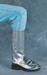 person wearing silver Chicago Protective Apparel 401-ACX10 Full Vertical Velcro Leggings 10 oz Aluminized CarbonX 