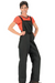 Woman wearing black Chicago Protective Apparel 618-CX11 Bib Overalls 11oz Black CarbonX 