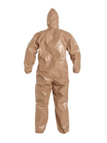 DuPont C3127T TN Tychem 5000 Coverall Standard Fit Hood Elastic Wrists and Ankles Storm Flap with Adhesive Closure Taped Seams Tan | No Tax