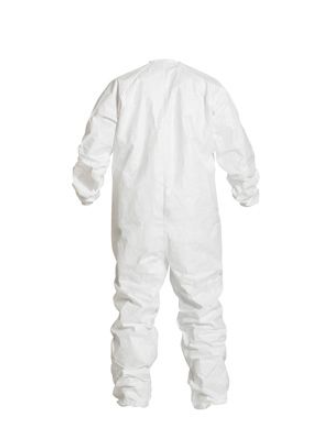 DuPont IC182B Tyvek IsoClean Coverall Bound Seams Bound Neck Raglan Sleeve Design Covered Elastic Wrists and Ankles Zipper Closure White | No Tax