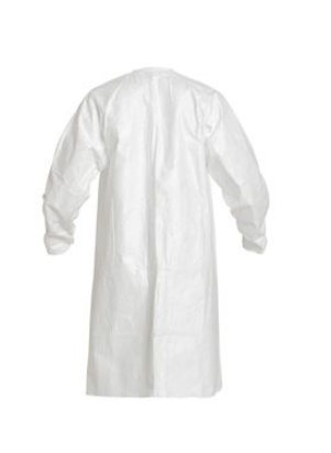 DuPont IC264SWH Tyvek IsoClean Frock Serged Seams Bound Neck Raglan Sleeve Design Elastic Wrists Zipper Closure White | No Tax
