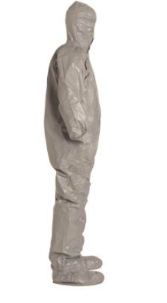 DuPont TF169T GY Tychem 6000 Coverall. Respirator Fit Hood. Elastic Wrists Attached Socks Double Storm Flap Taped Seams Gray | No Tax
