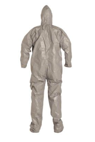 DuPont TF169T GY Tychem 6000 Coverall. Respirator Fit Hood. Elastic Wrists Attached Socks Double Storm Flap Taped Seams Gray | No Tax