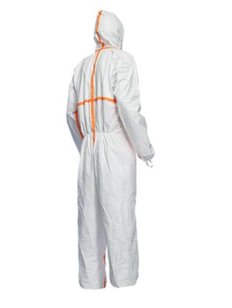 DuPont TJ198T Tyvek model TY800 Coverall with Hood Serged and Over-Taped Seam | No Sales Tax
