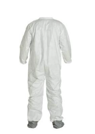DuPont TY121S Tyvek 400 Coverall Collar Elastic Wrists Attached Skid-Resistant Boots Serged Seams White | No Tax