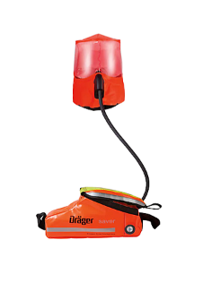 Orange Red Draeger 4042055 Saver CF5 (N) Five Minute Emergency Escape Air  on white background