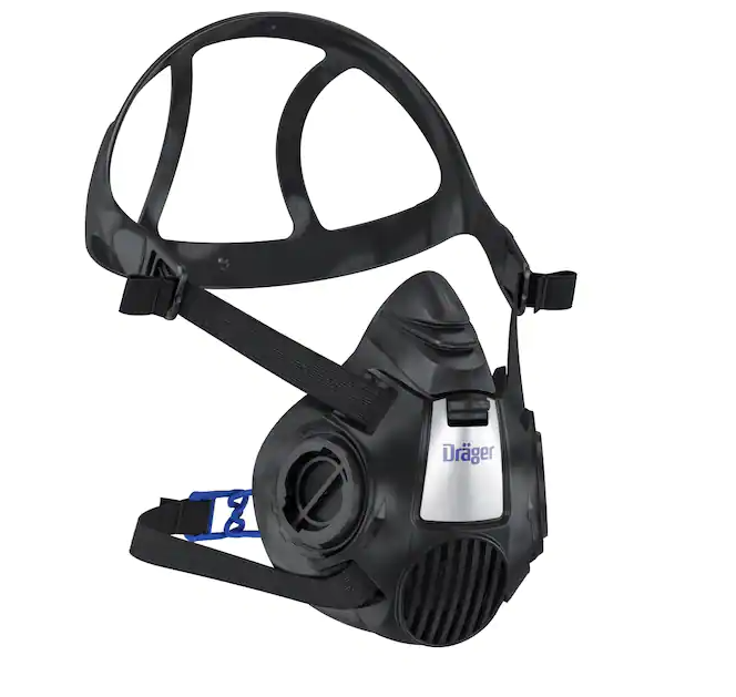 Black Draeger R55351 X-Plore 3500 Half Facepiece Respirator DraegerFlex  on white backgroud