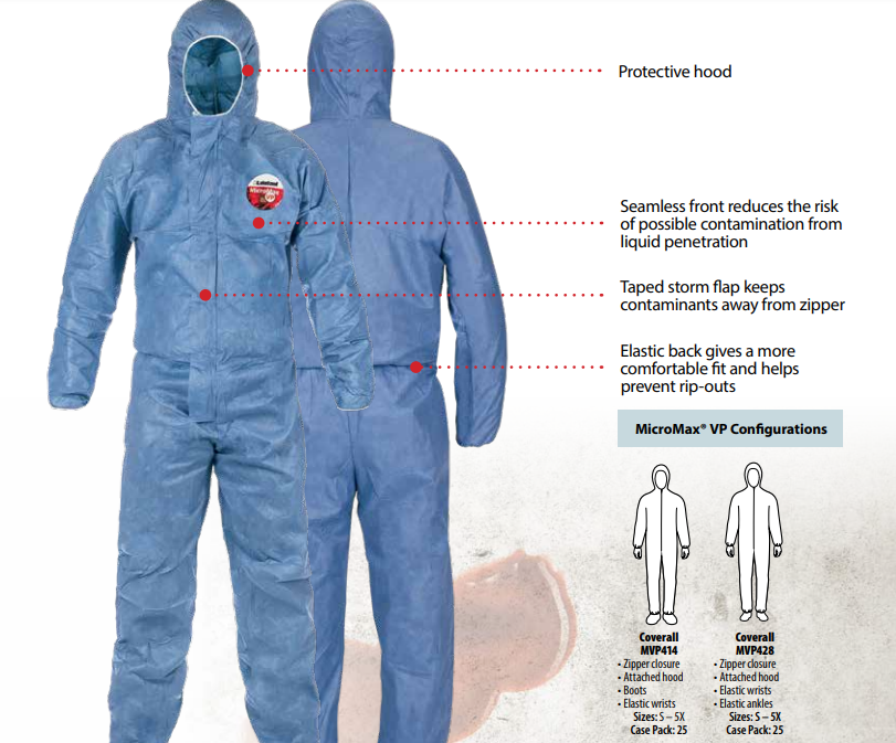 Lakeland MVP428 MicroMax VP Coverall – Hood, Elastic Wrist/Ankles 25/cs