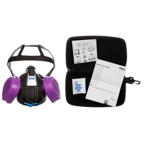 Black, white, purple Draeger NA10753 Wildland Respiratory Protection Kit on white background