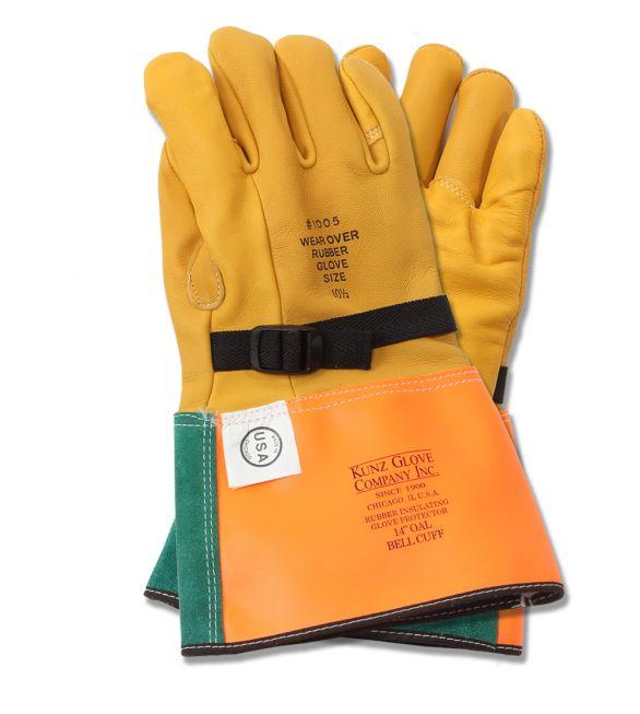 Kunz 1005-4 Goatskin High Voltage Leather Protector Gloves 13”
