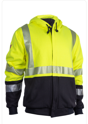 National Safety Apparel SWSLHE04 DRIFIRE FR HV Hybrid Lined Zip Front Hoodie Class 3