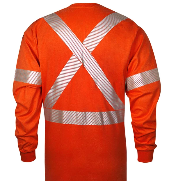 National Safety Apparel TEE-HXO-CX2 Drifire Helix FR Bright Orange LS 12 cal T-Shirt CSA Z96 Class 2