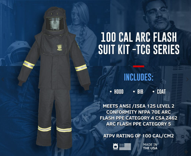 Oberon TCG6B 100 Cal TCG Arc Flash Suit (Hood, Coat, and Bib)