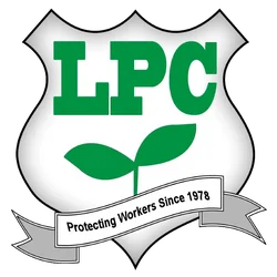 Logo of LPC with green leaves and text on a white background
