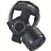 MSA Black Millennium gas mask on white background