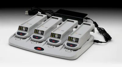 Gray and black 3M 4-Station Battery Charger Kit TR-344N on off white background
