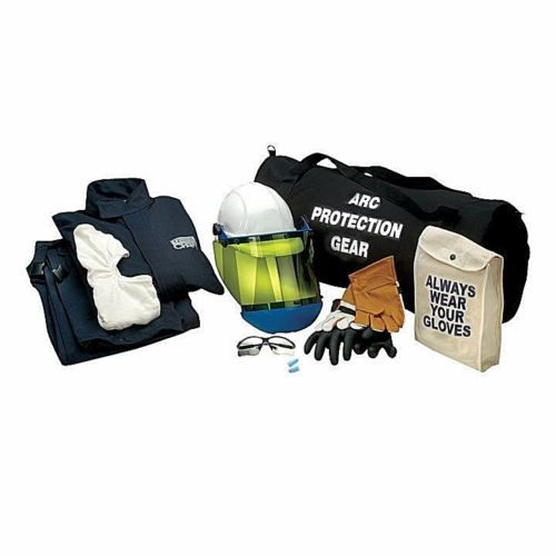 Black, white multi color Chicago Protective Apparel AG12 12 CAL Jacket+Bib Kit w/Gloves against white background