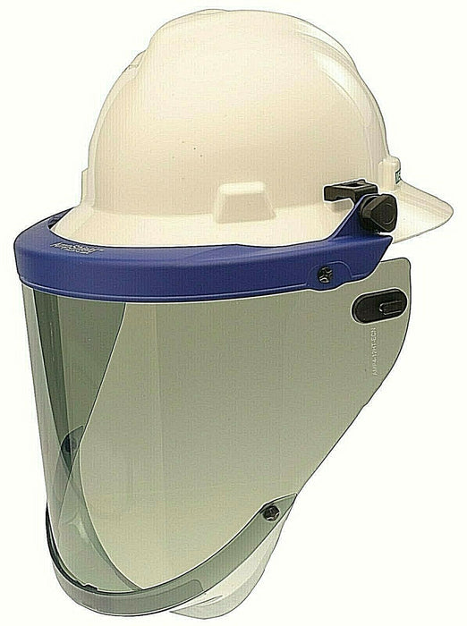 tinted faceshield blue bracket arc flash Paulson 9004943 on white background
