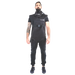 Man wearing black Radshield D2LVSO radiation vest against checkered background.