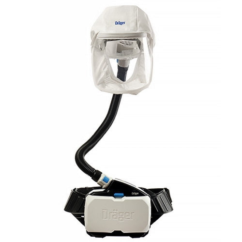 white and black Draeger 3703441 X-Plore 8000 Powered Air PAPR on white background
