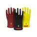 Red,black,and yellow NSA voltage gloves GC0 on white background
