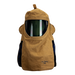 Khaki Enespro National Safety Apparel H65KDQE100FANPV 100cal Pureview arc flash hood on gray and black checkered background