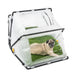 Dog inside  multi color MIRA Safety Collapsible  Animal Ark Pet Cage  53x33x26 on white background