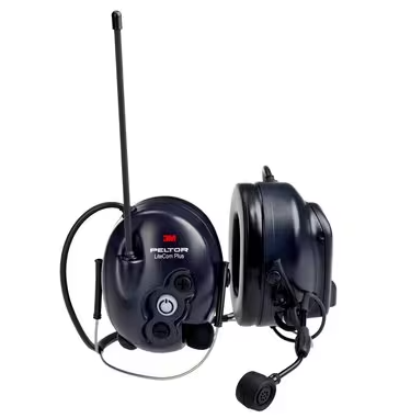 Black PELTOR 3M LiteCom MT7H7B4610-NA Plus 2-Way Radio Headset on white background