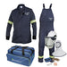 Blue and white Enespro National Safety Apparel EN12KTNTNB02 AirLite 12 Cal Jacket and Bib Kit  on white background 