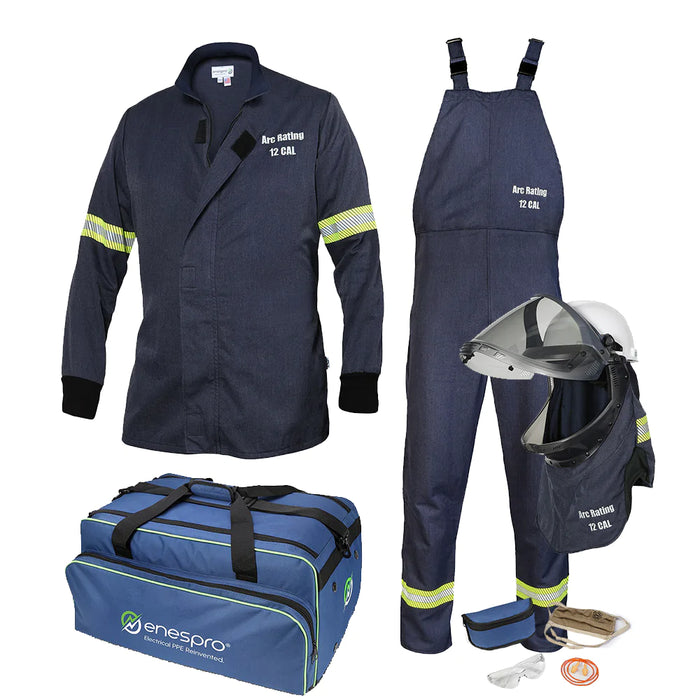 Multi color on white background Enespro National Safety Apparel EN12KTNTNB04 AirLite 12 Cal Jacket and Bib Kit