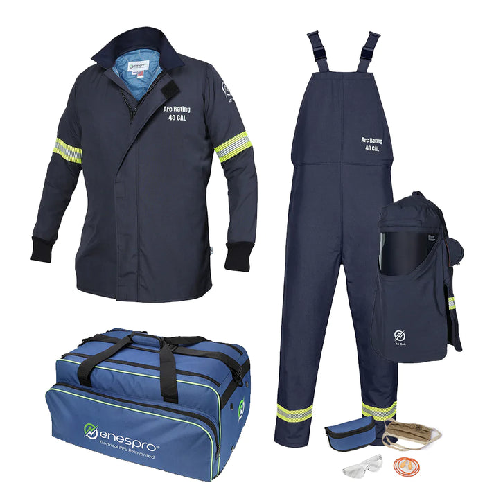 On white background Enespro National Safety Apparel EN40KTNDNB02 40 cal AirLite Arc Flash Ki