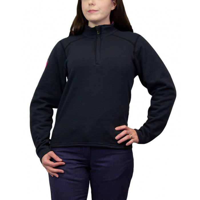 Black National Safety Apparel Drifire SWSFWMZW Hautework Fearless FR Fleece Sweater on white background