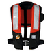 Orange, black, silver Mustang Survival MD3183 T2 HIT Inflatable PFD with SOLAS Reflective Tape on white background