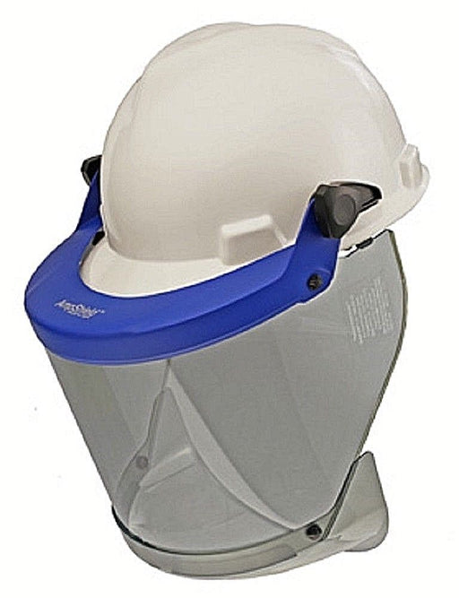 Paulson 9004585 arc flash faceshield with blue bracket on white background